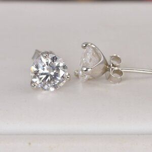 Certified Moissanite 1.6 ctw Martini Style Stud Earrings 925 Sterling NWT